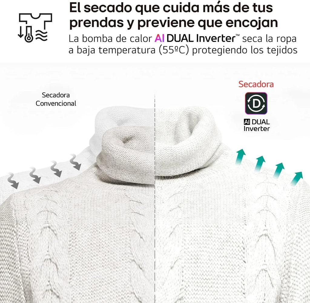 2026 RH90V9PV2N Secadora de Ropa, 9Kg, Bomba de Calor Dual Invert, Carga Frontal, Clasificación C, Sensor de Secado, Serie 900, Inox Antihuellas