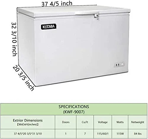 2026 Commercial Top Chest Freezer 7 Cu. Ft - Deep Ice Cream Freezer with Wire Storage Basket, Solid Door, for Groceries, Kitchen, Restaurant White