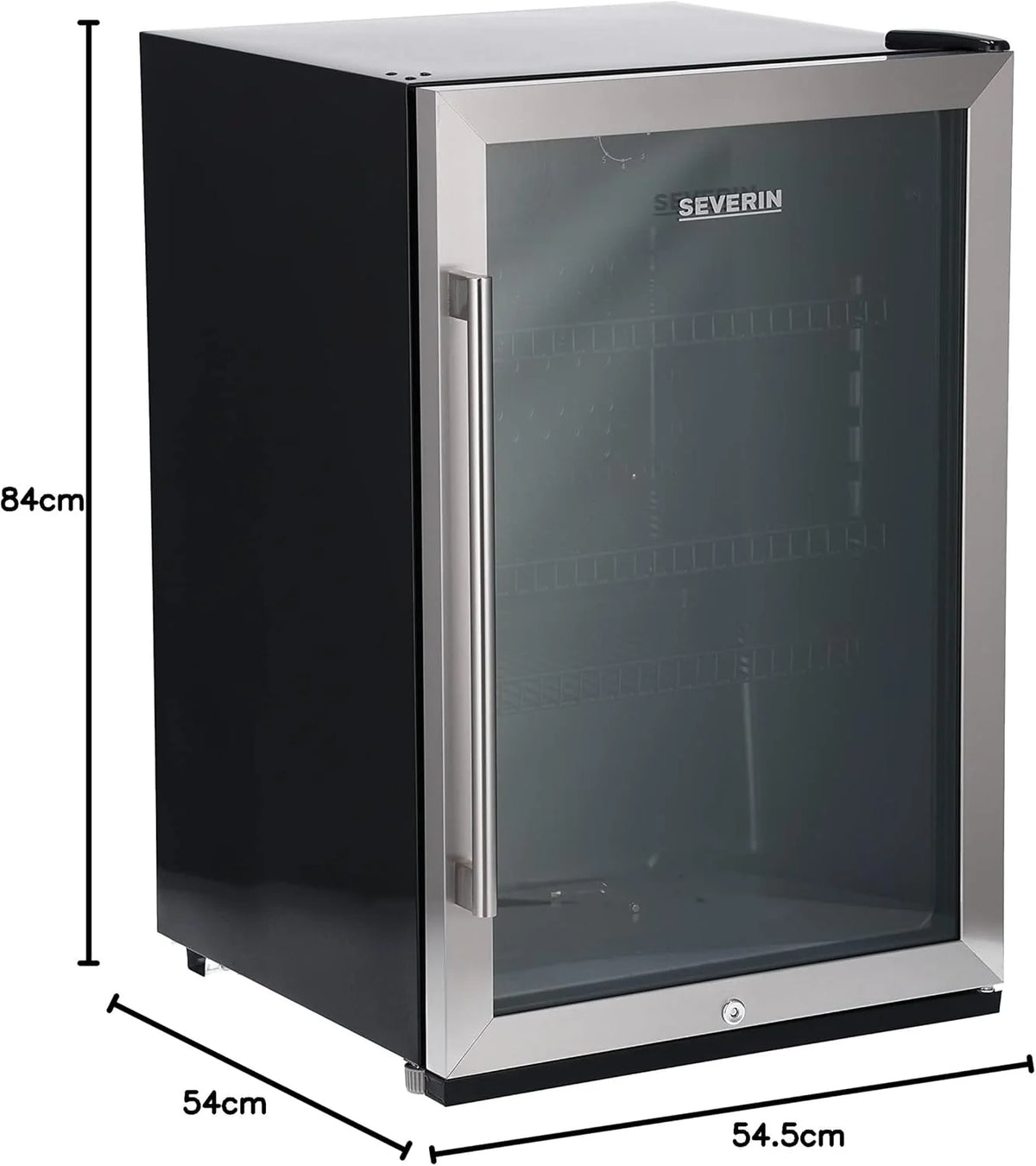 Nevera para botellas SEVERIN 2026, con cerradura integrada e iluminación LED integrada, capacidad neta de 118 L, color negro/plata, FSK 8840