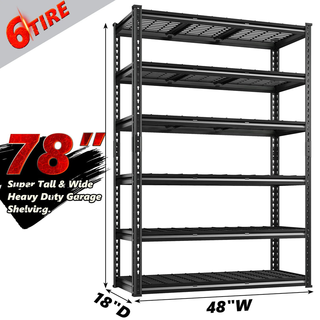 2026 REIBII 48" W Garage Shelving Units 5 Tier Storage Shelves Heavy Duty Adjustable Metal Utility Shelf-72" H x 48" W x 24" D