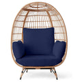 2026 Ivory Wicker Egg Chair, Oversized Indoor Lounger, 440lb Capacity, Bohemian Style, Steel Frame, Cushions Included