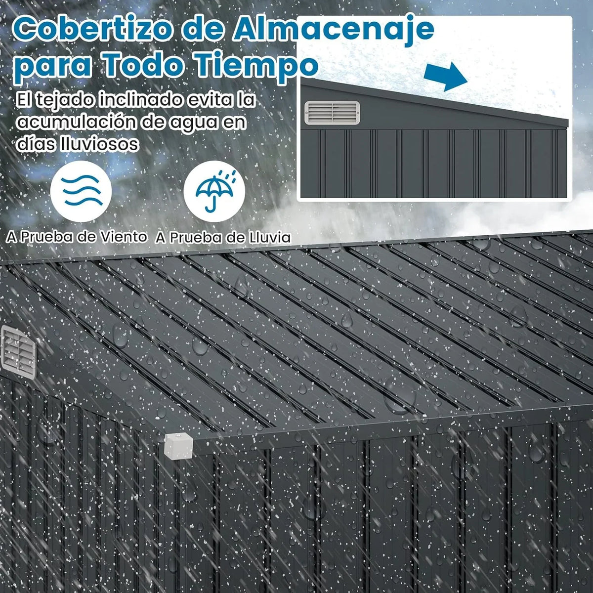2026 COSTWAY Caseta Jardin Exterior, 235 x 117 x 185 cm, obertizo Jardin Exterior con 2 Puertas, Techo Inclinado, Casita Organizador de Metal Galvanizado, Organizador de Herramientas para Jardín Patio