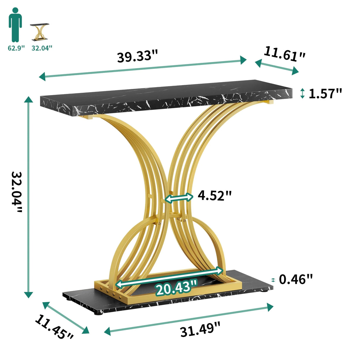 2026 Modern Gold Console Table with Marbled Top, Sofa Table for Entryway and Hallway