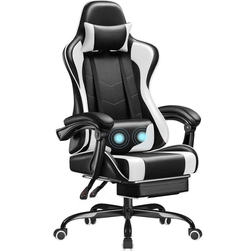 2026 Ergonomic Gaming Chair with Footrest and Massage Support, Reclining Computer Chair for Gaming Room and Home Office