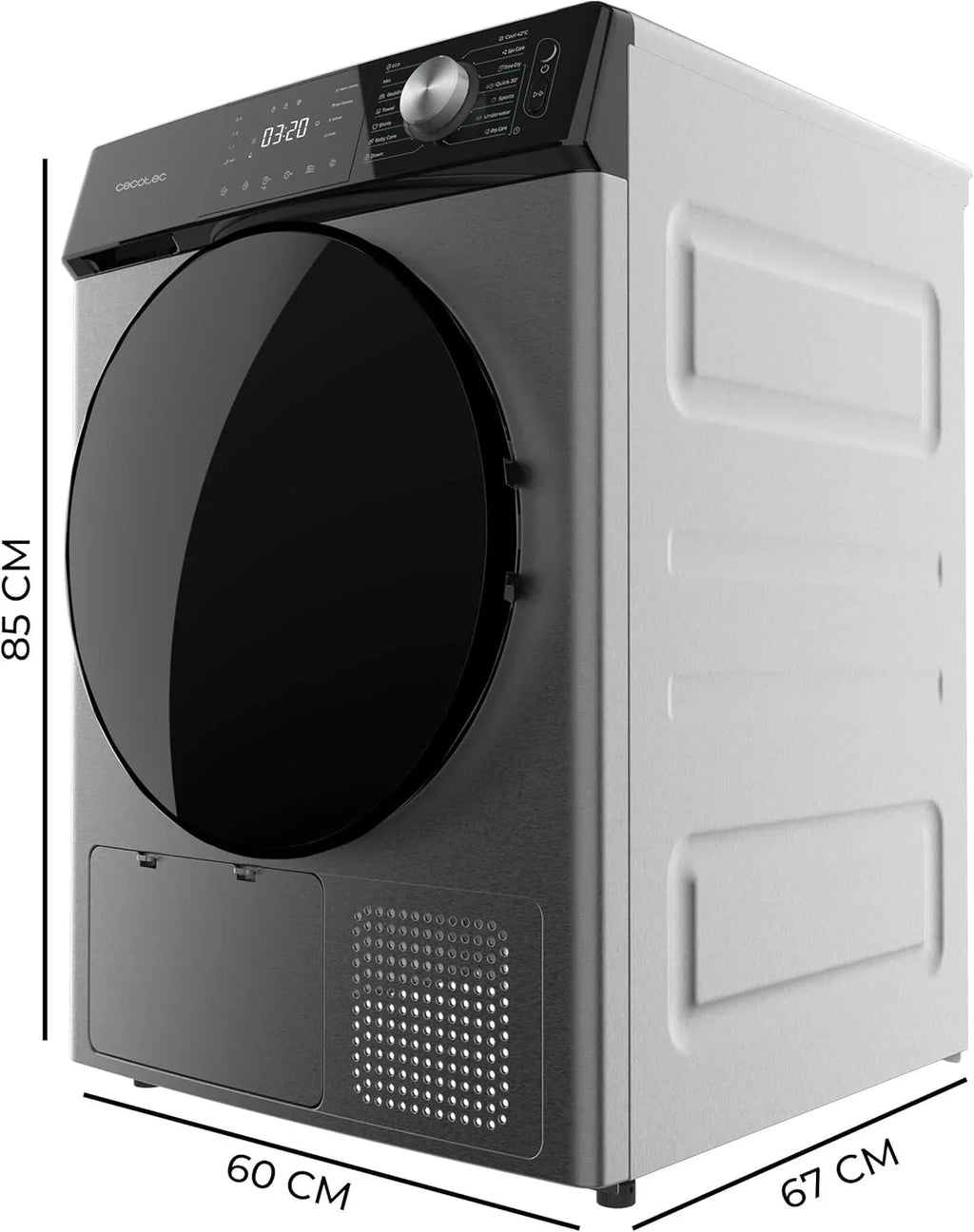 2026 Cecotec Secadora de Ropa Bomba de Calor 10 kg Bolero Dresscode Dry 10355 Steel. Clase Equivalente A++, 14 Programas, 4 Niveles de Secado, Funciones de Stop&Go, Delay Start, KidLock y DiamondCare, Inox