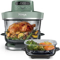 Freidora de aire Ninja CRISPi PRO XL de vidrio (modelo 2026), 5 funciones de cocción preestablecidas, recipientes de vidrio CleanCrisp (5,7 l y 2,3 l) y tapa de almacenamiento, color verde musgo AS090EUGN