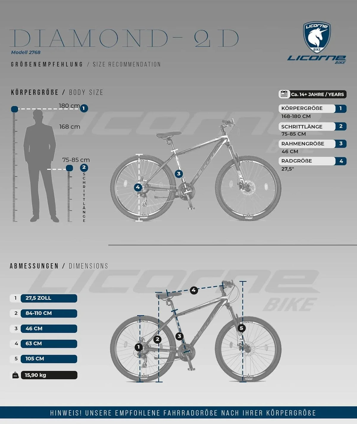 2026 Licorne Bike Diamond Premium – Bicicleta de montaña de aluminio para niños, niñas, hombres y mujeres, cambio de 21 velocidades, freno de disco, horquilla delantera ajustable de 26, 27,5 y 29 pulgadas
