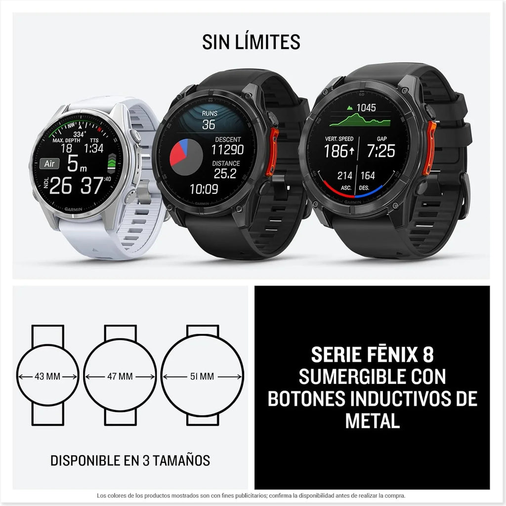 2026 Garmin fēnix 8 – 51mm – Reloj de Alto Rendimiento GPS Multideporte con Pantalla táctil AMOLED, Linterna LED, Altavoz y micrófono Integrados, Mapas y hasta 29 días de autonomía, Negro