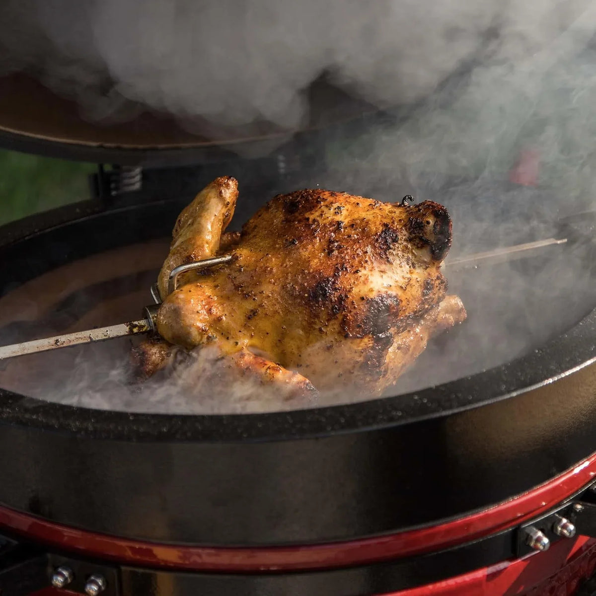 2026 Kamado BONO BBQ – Barbacoa Grande XXL con 10 accesorios – Ø 59 cm Kamado Barbacoa con Accesorios – Parrilla ahumador rojo en la terraza, balcón o jardín