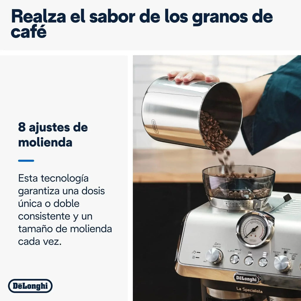 2026 Perfetto La Specialista Arte, Máquina de Café Espresso y Cappuccino con Bomba, Máquina de Café en Grano, 3 Recetas Predefinidas, 8 Ajustes de Molienda, EC9155.MB, Metal/Negro