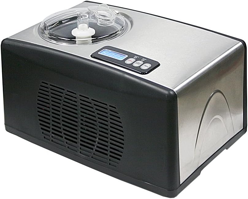 2026 Automatic Ice Cream Maker, 1.6 quart, Stainless Steel, Built-in Compressor, Lcd Display, Timer, Black/pink