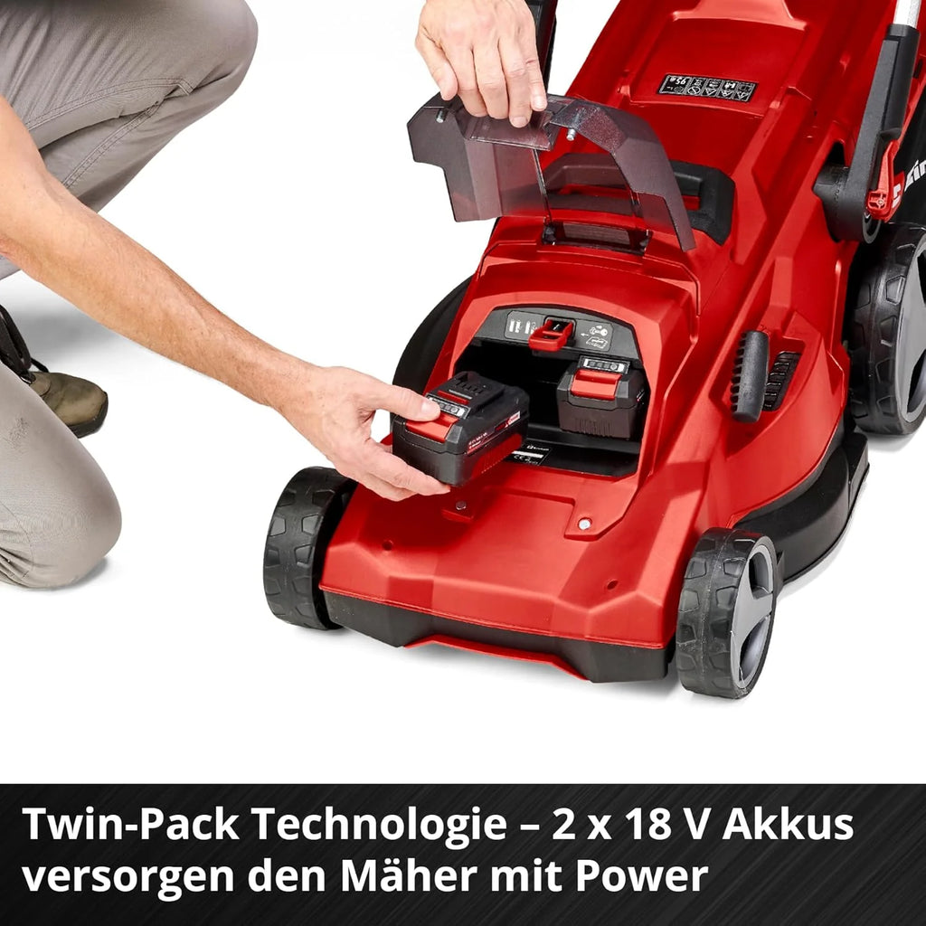 Cortacésped inalámbrico Einhell RASARRO 36/42 Kit Power X – Change 2026 (36 V, ancho de corte de 42 cm, hasta 725 m², sin escobillas, recogedor de césped de 50 L, función de mulching, incluye 2 baterías de 5,2 Ah + 1 cargador doble)