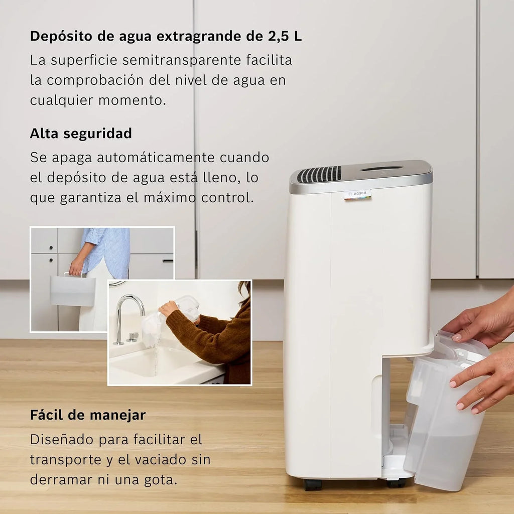 2026 Bosch Deshumidificador Dry 4000 – Fácil. Eficiente. Silencioso. Para tu Hogar y Dormitorio – Para Habitaciones de hasta 33 m² – Secado Rápido para tu Colada