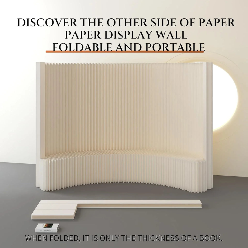 Separador de ambientes plegable 2026 con estante de almacenamiento, mampara de privacidad flexible, ideal para oficina, sala de estar, tiendas, dormitorio, balcón (blanco) (300 x 43 x 200 cm)