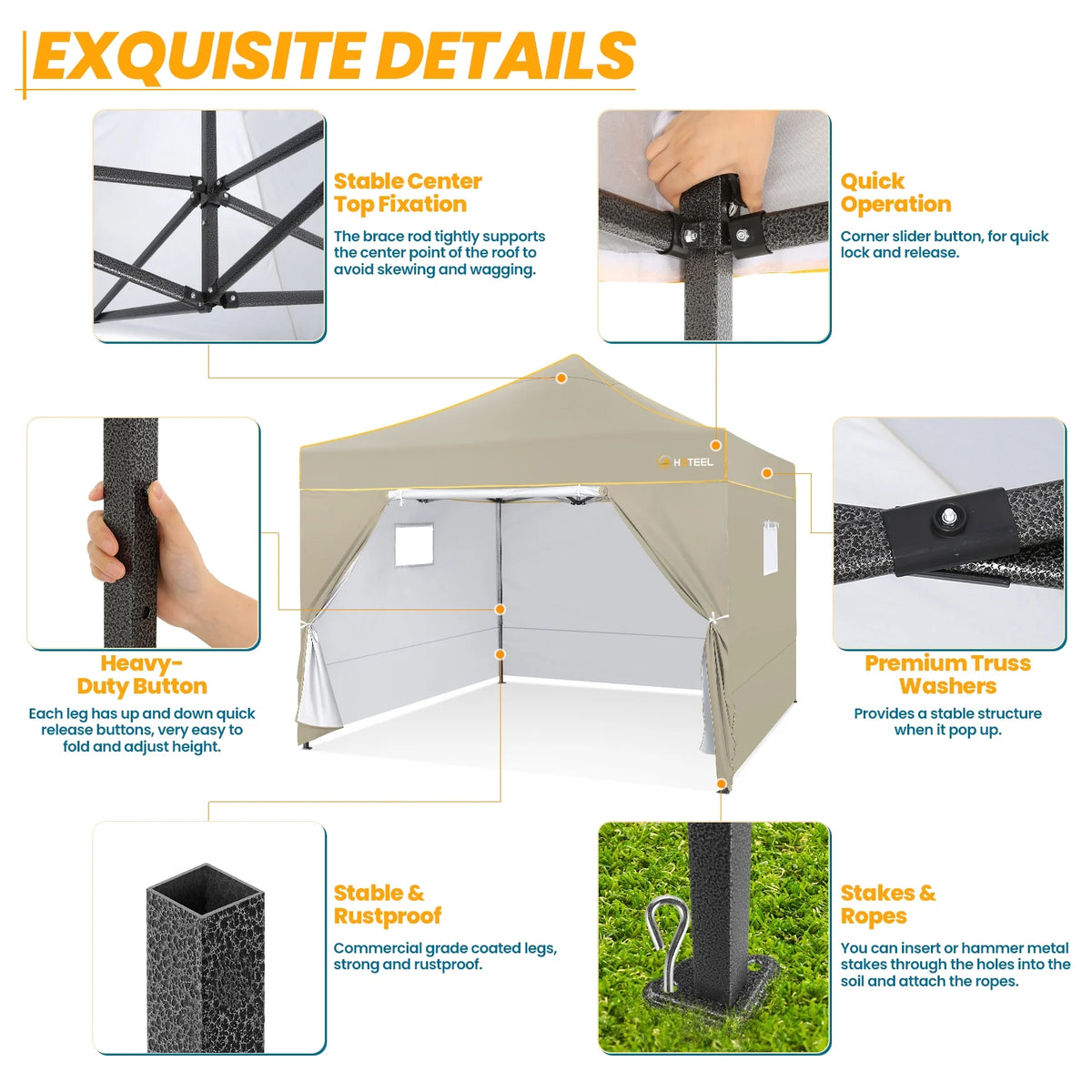 2026 SANOPY 10'x10' Pop up Canopy Tent Anti-UV Waterproof Outdoor Gazebo Instant Party Wedding Backyard Canopy Tent Shade Shelter for Backyard, Patio, Parties,Khaki