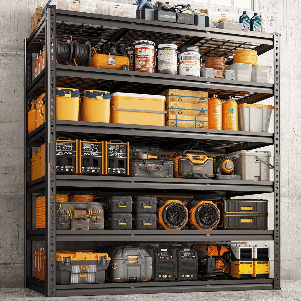 2026 REIBII 48" W Garage Shelving Units 5 Tier Storage Shelves Heavy Duty Adjustable Metal Utility Shelf-72" H x 48" W x 24" D