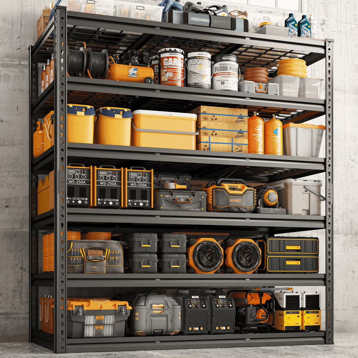 2026 REIBII 48" W Garage Shelving Units 5 Tier Storage Shelves Heavy Duty Adjustable Metal Utility Shelf-72" H x 48" W x 24" D