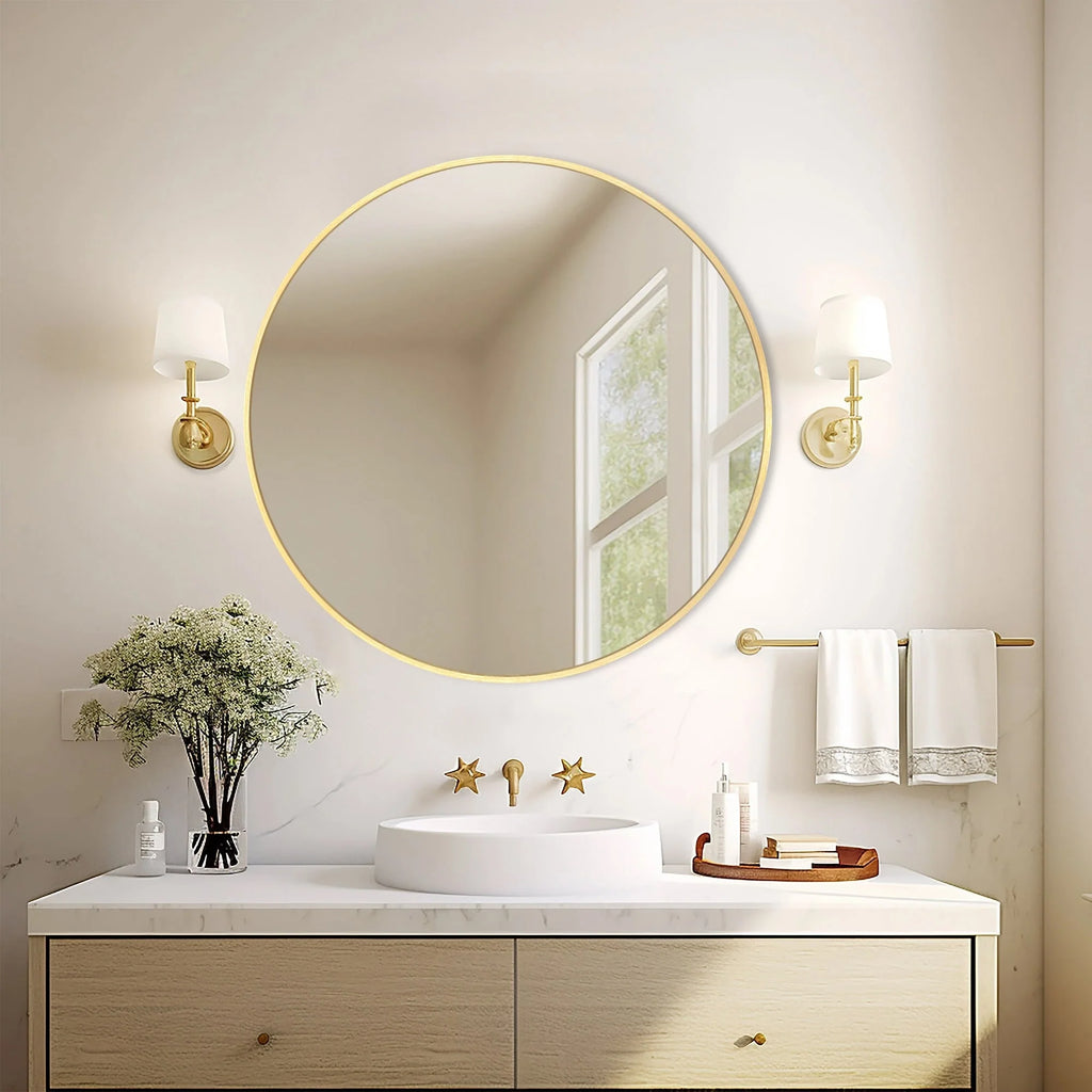 2026 Modern Round Bathroom Vanity Mirror, Wall Mounted Circular Mirror for Bathroom, Bedroom and Home Decor