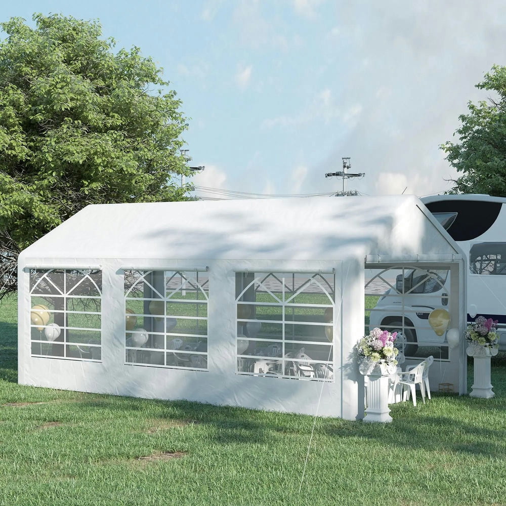 2026 Topcobe 10' x 20' Heavy Duty Party Tent & Carport with Removable Sidewalls and Double Doors, Large Canopy Tent, Sun Shade Shelter, Outdoor Patio Canopy for Garden Backyard Parties, BBQ, White