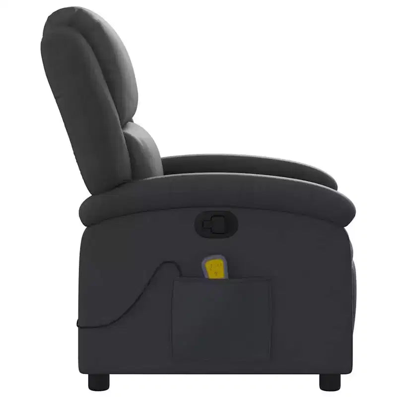 2026 Sillón reclinable de masaje – Vibración de 6 puntos, cuero auténtico, ajustable, negro