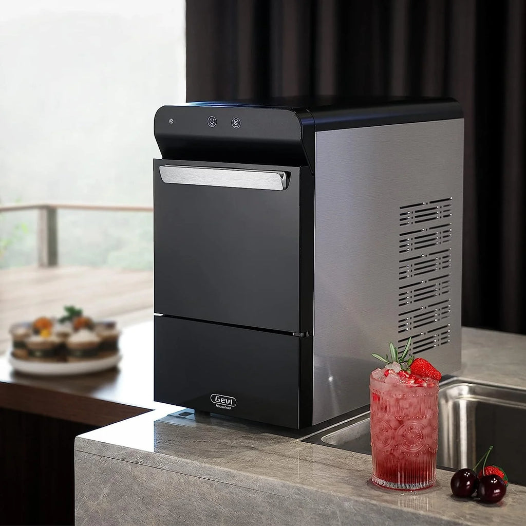 2026 V2.0 Countertop Nugget Ice Maker | Self Cleaning Pellet Ice Maker | Open and Pour Refill | Stainless Steel Housing |