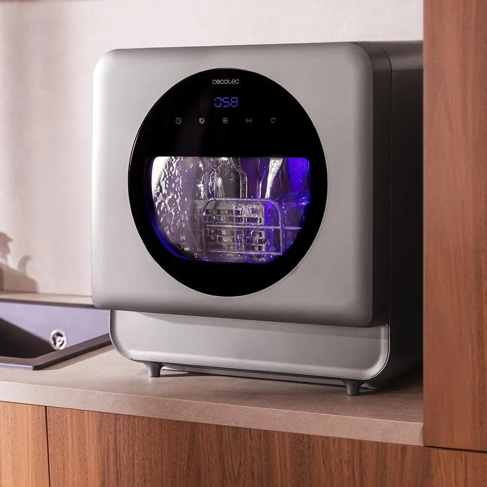 2026 Cecotec Lavavajillas Compacto Libre Instalación Sobremesa Bolero Aguazero 1150 Dark. 3 Cubiertos, Bajo Consumo, 6 Programas, Touch Control Panel, Funciones como Long Storage y Delay Start, Dark Inox