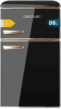 2026 Cecotec Nevera Pequeña Frigorífico 2 Puertas Retro 86L Bolero CoolMarket 2D Origin 86 Black E. 89,3cm de Alto y 48,7cm de Ancho, Clase Energética E, Icebox, Luz Interior y Tirador Cromado, Negro