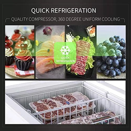 2026 Commercial Top Chest Freezer 7 Cu. Ft - Deep Ice Cream Freezer with Wire Storage Basket, Solid Door, for Groceries, Kitchen, Restaurant White