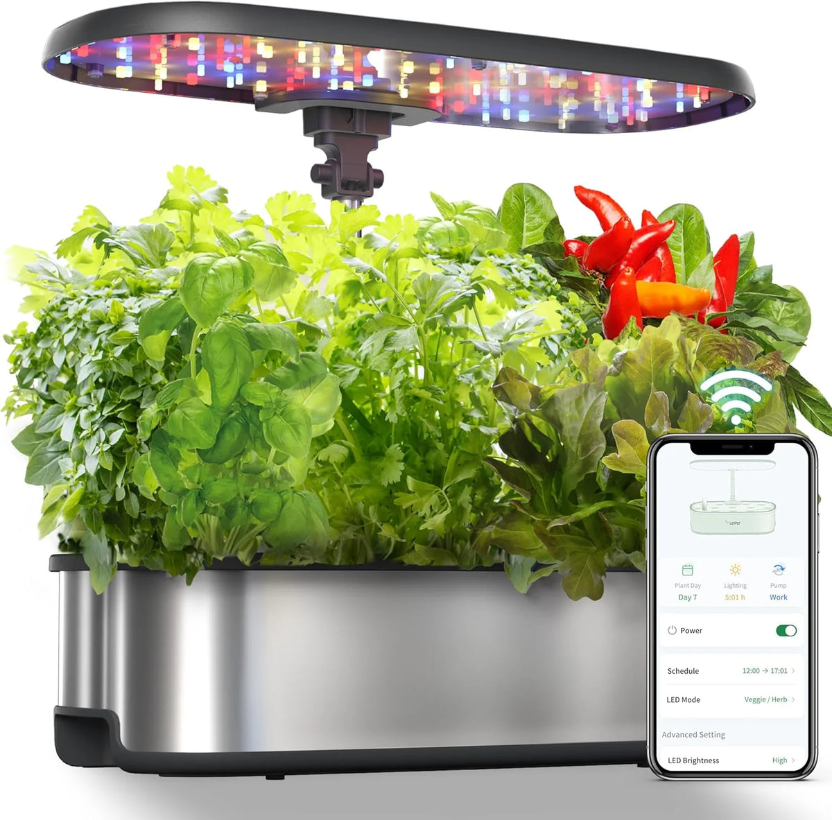 2026 Lph-se Hydroponics Growing System, 12 Pods Smart Herb Garden Kit Indoor, Indoor Garden, App & Wifi Controlled, with 24W Growing LED, 5.5L…