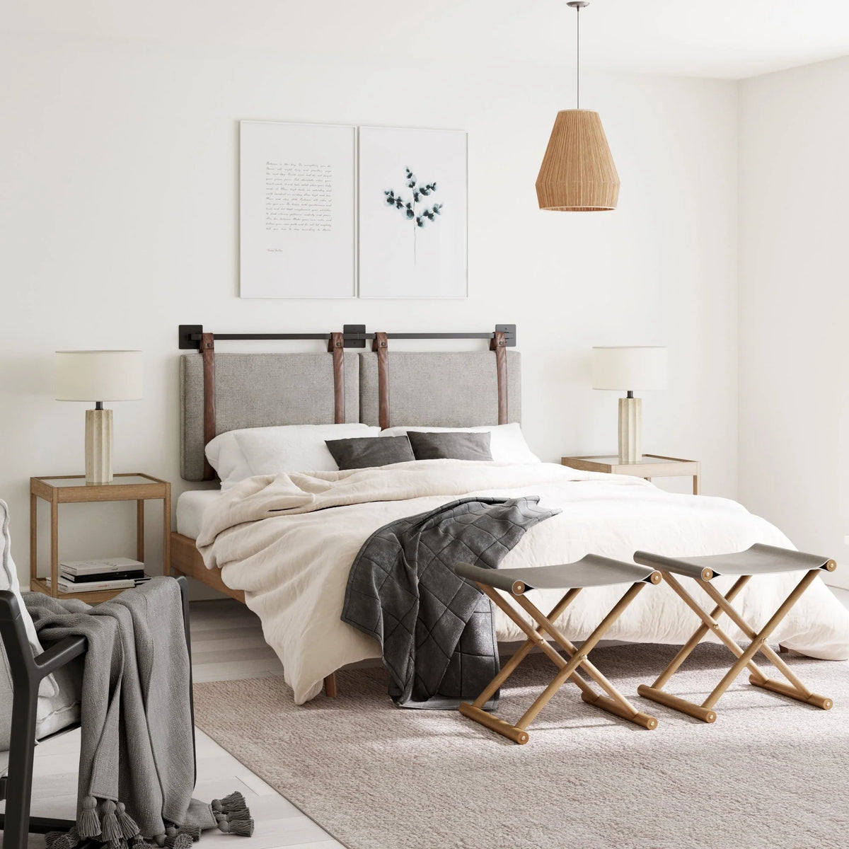 2026 Wall Mount Upholstered Headboard with Metal Rail - Modern Bedroom Headboard