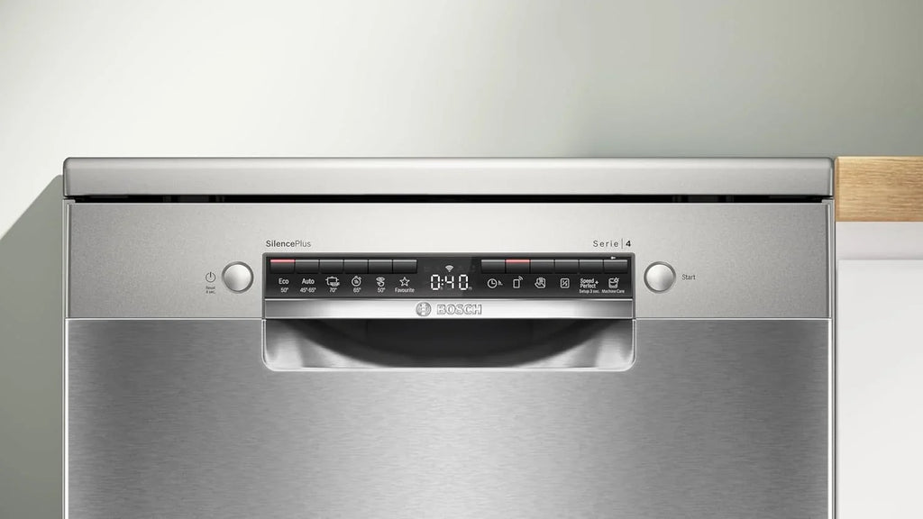 2026 Bosch – Lavavajillas Libre Instalación, 60 cm, Serie 4, Home Connect, Motor EcoSilence, Acero, SMS4EMI06E