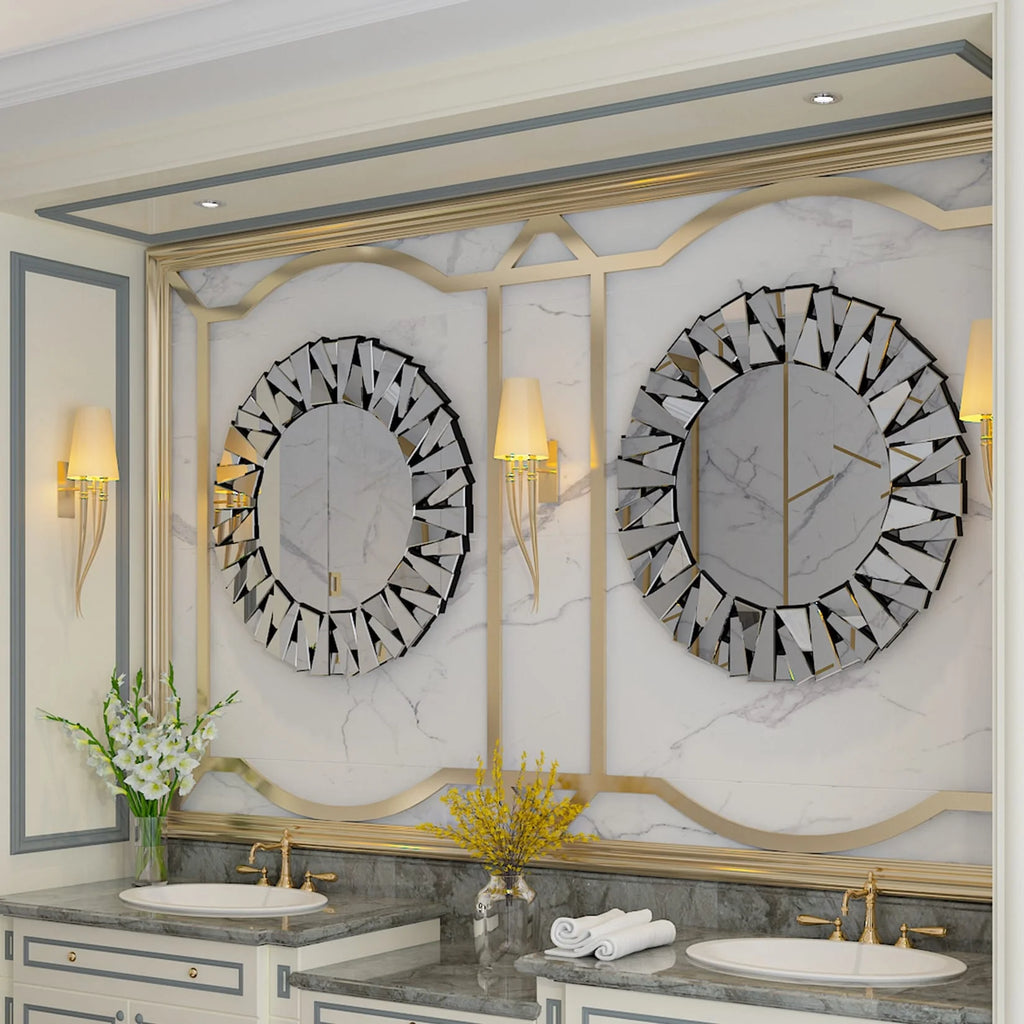 2026 32 Inch Round Decorative Wall Mirror, Glass Accent Mirror for Home Decor