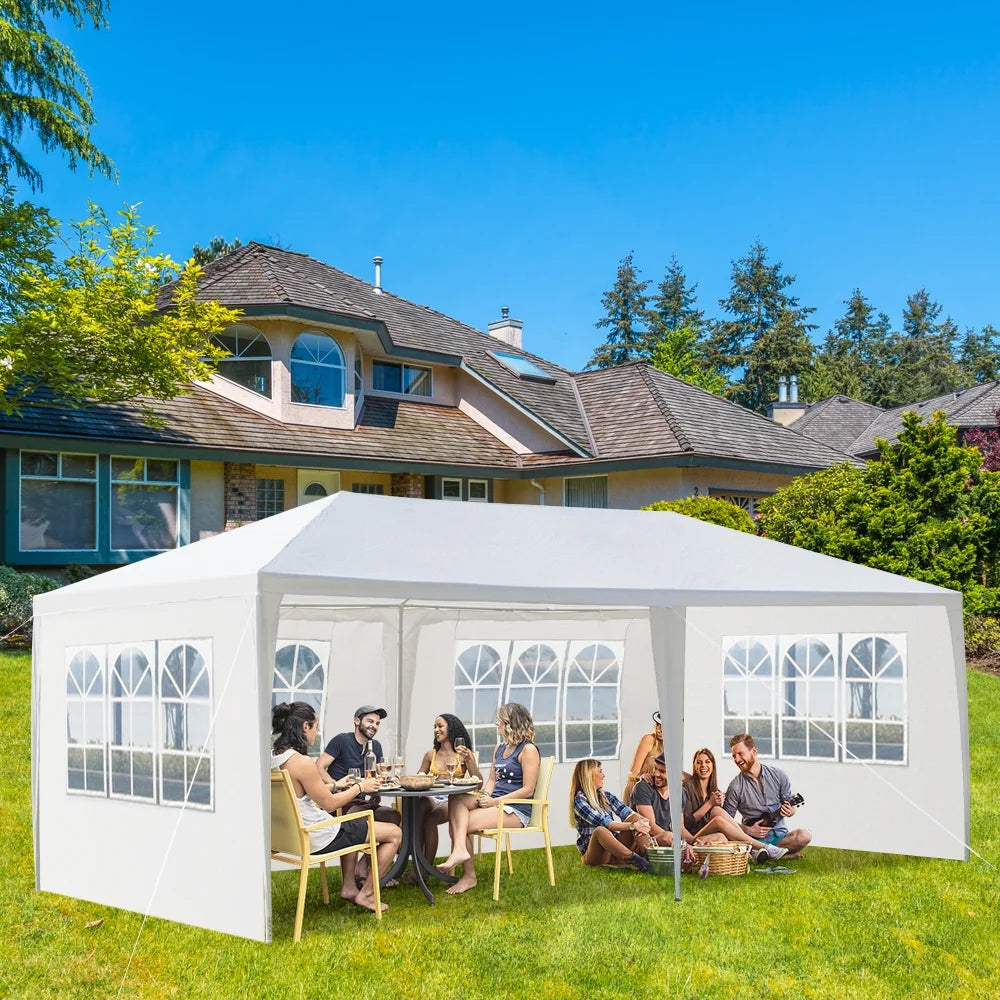 2026 10'X20' Outdoor Party Tent with 4 Removable Sidewalls, Waterproof Canopy Patio Wedding Gazebo, White