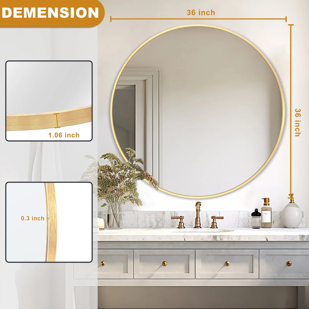 2026 Modern Round Bathroom Vanity Mirror, Wall Mounted Circular Mirror for Bathroom, Bedroom and Home Decor