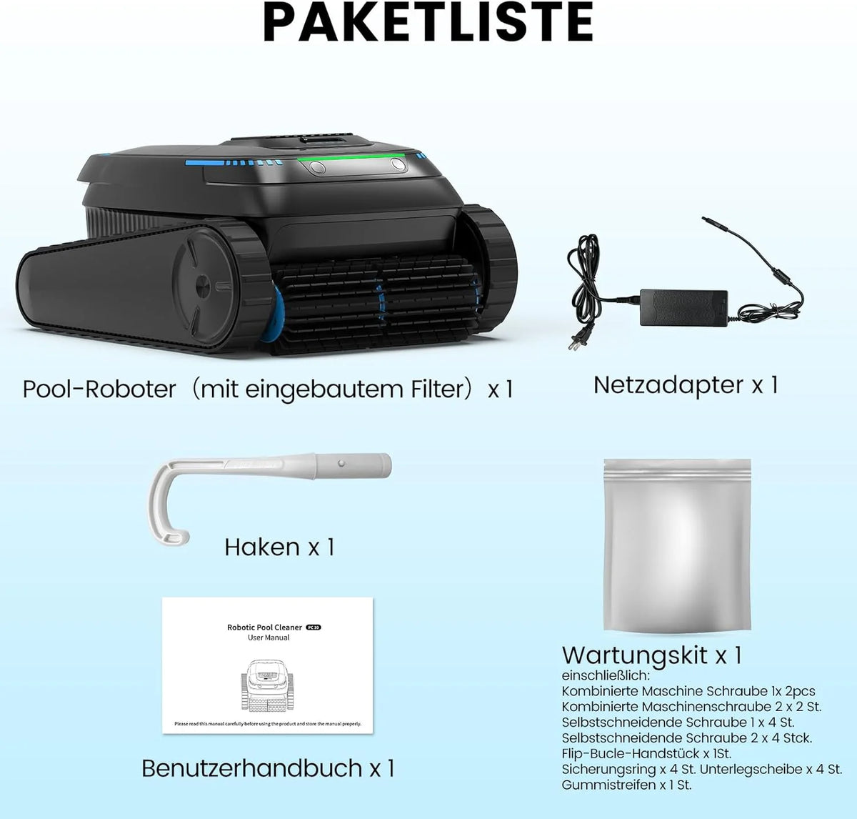 2026 (Nuevo) Robot para piscinas, limpiador de piscinas inalámbrico a batería, robot para piscinas PC10 para limpieza de la línea de flotación del suelo y las paredes, potencia de succión de 18927 L/h, navegación inteligente, limpiador de piscinas