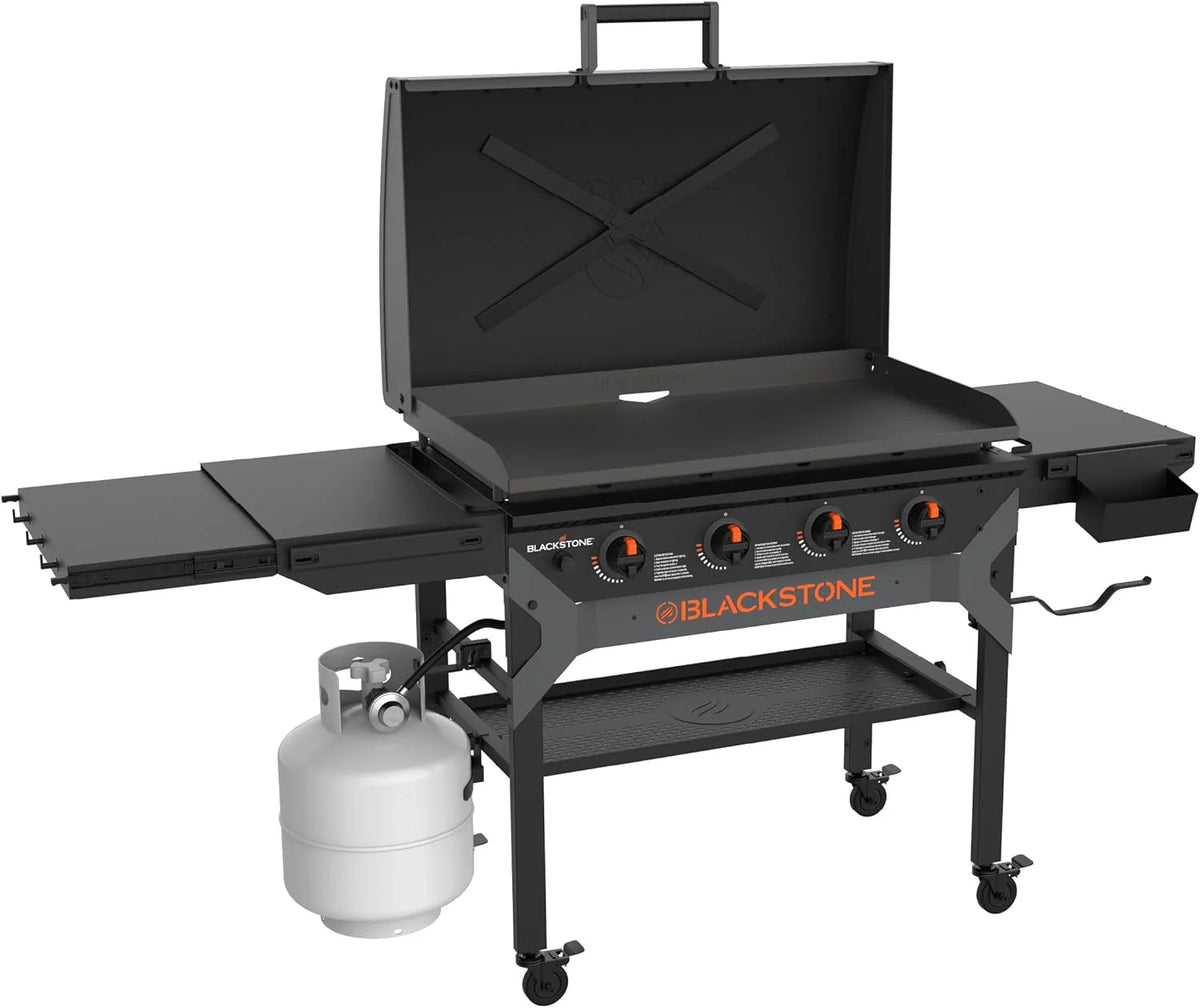 2026 Iron-forged 36" Omnivore Griddle - Premium Powder-coated Steel with Reinforced Hood, Black Finish