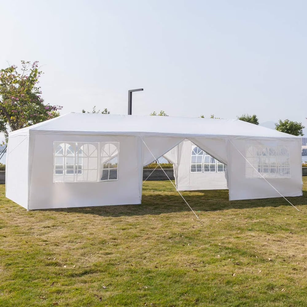 2026 10'x30' Outdoor Patio Wedding Party Tent Heavy Duty Canopy Tent Gazebo, Waterproof UV Protection Tent with Spiral Tubes White(8 Removable Sidewalls 2 Doors)