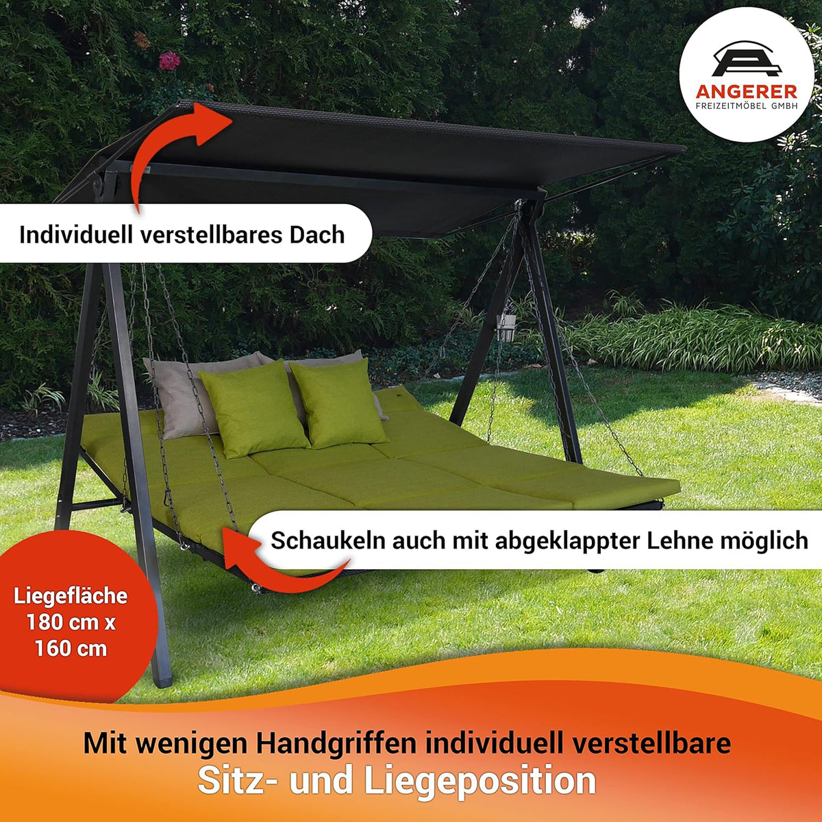 2026 Angerer Hollywood Swing Lounge Smart Ashgrey