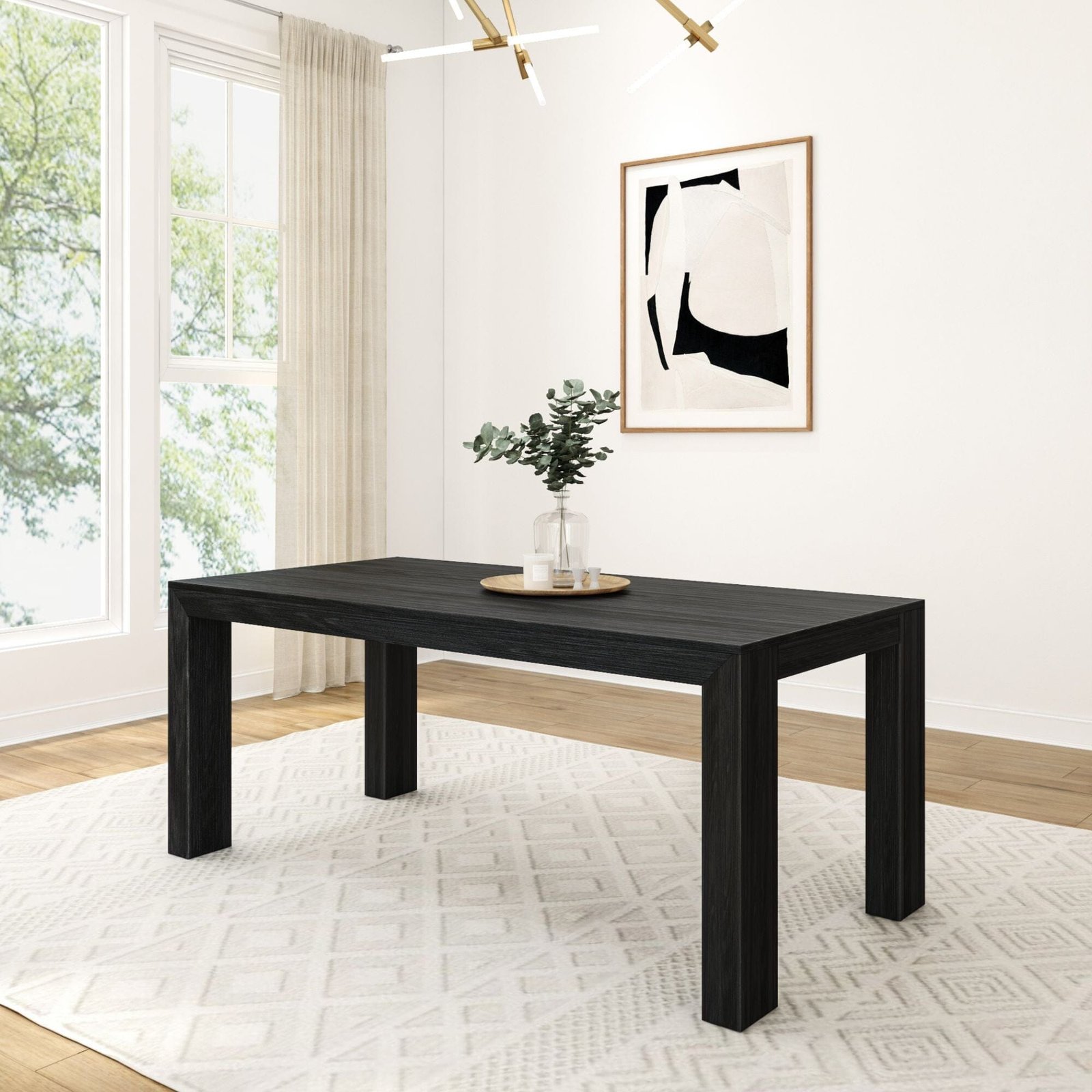 Wood Dining Table with Bench